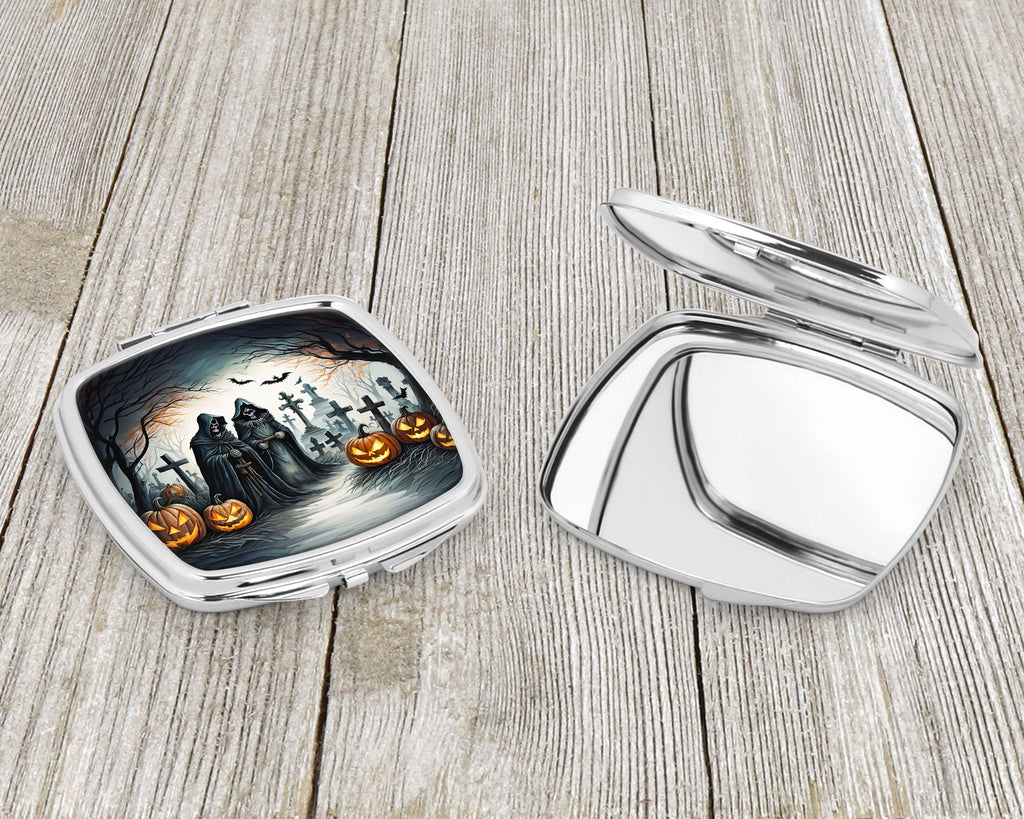 The Grim Reaper Spooky Halloween Compact Mirror – Travel Makeup Mirror with Dual Mirrors