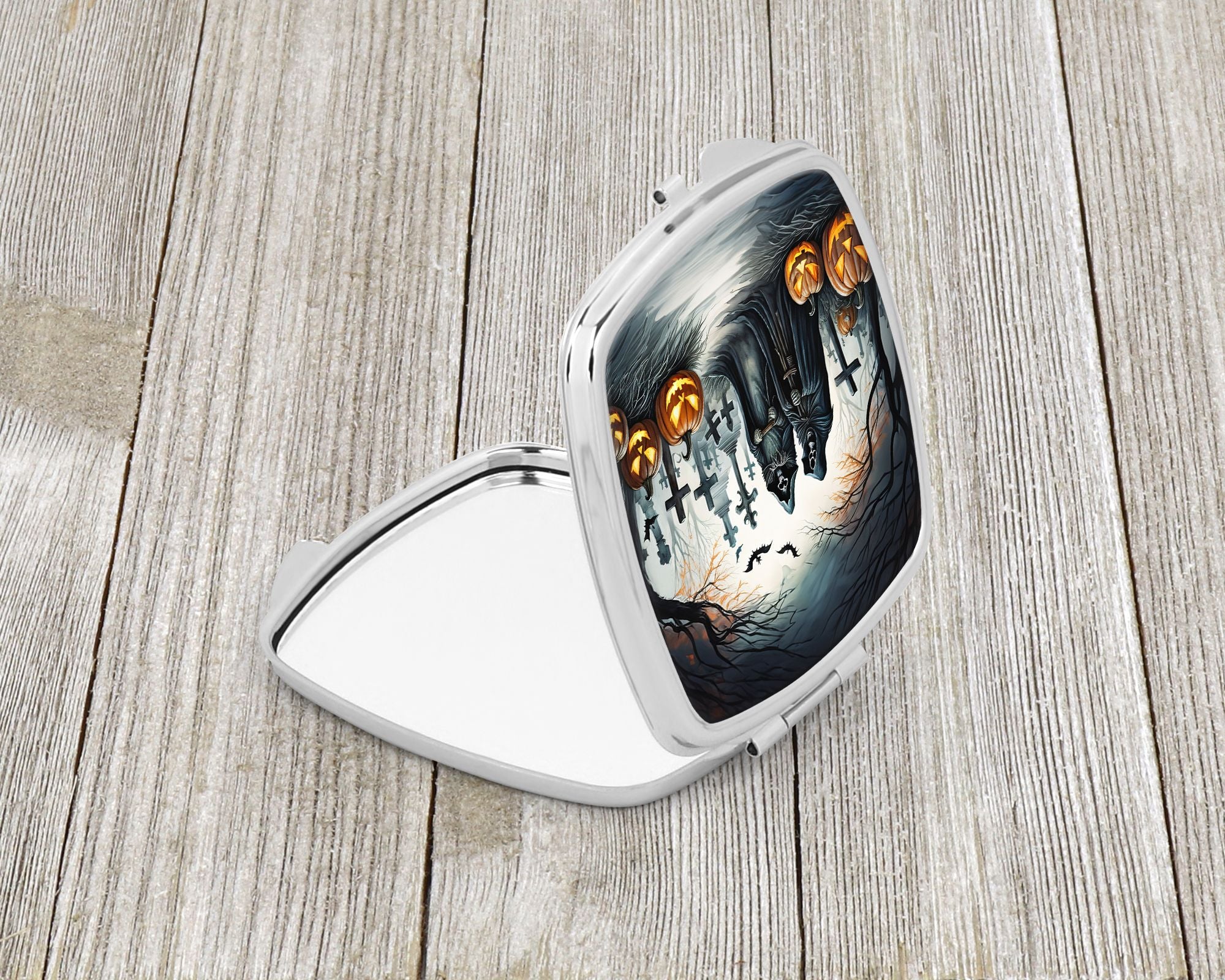 The Grim Reaper Spooky Halloween Compact Mirror – Travel Makeup Mirror with Dual Mirrors