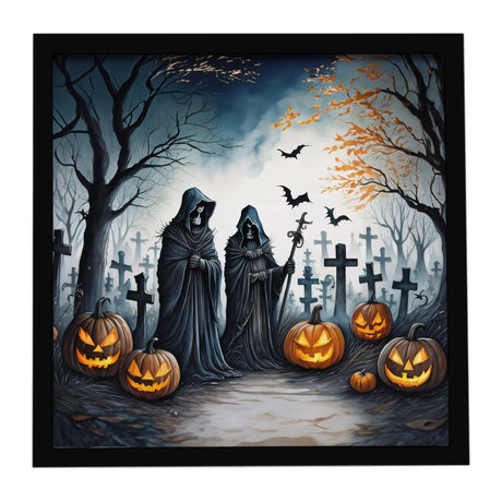 Spooky Grim Reaper Framed Metal Print Wall Art – Ready to Hang