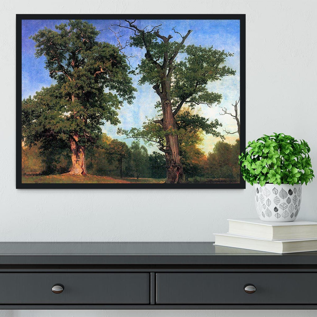 The pioneers of forests by Bierstadt Framed Print