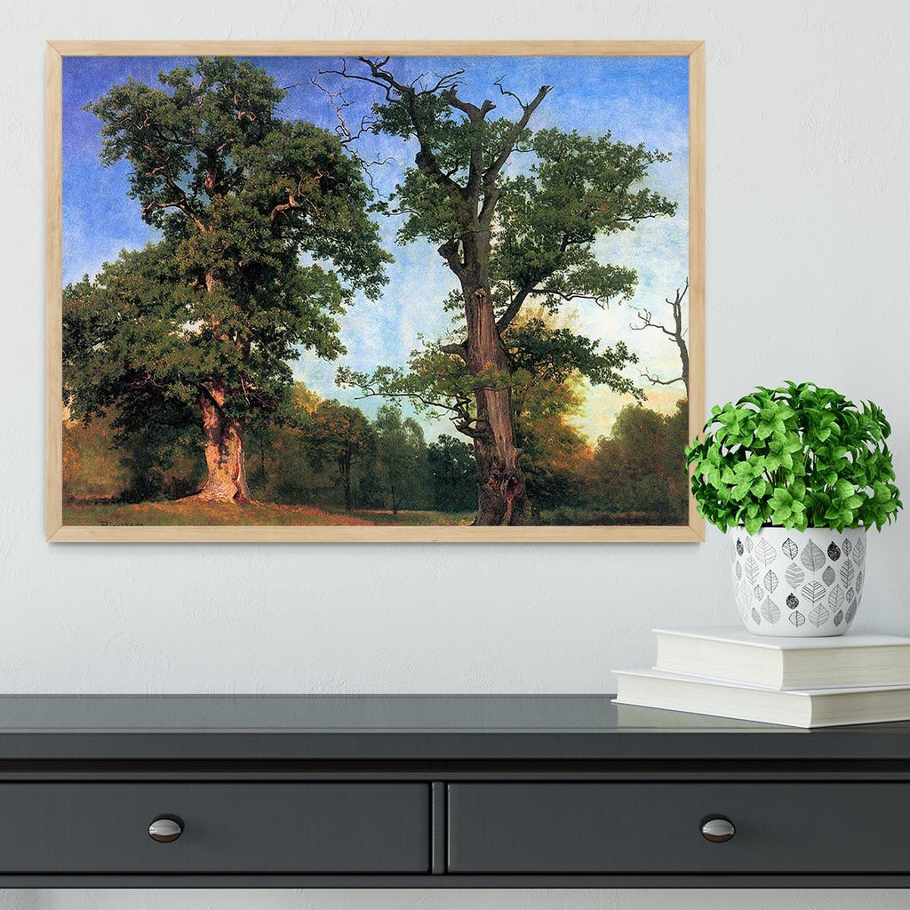 The pioneers of forests by Bierstadt Framed Print