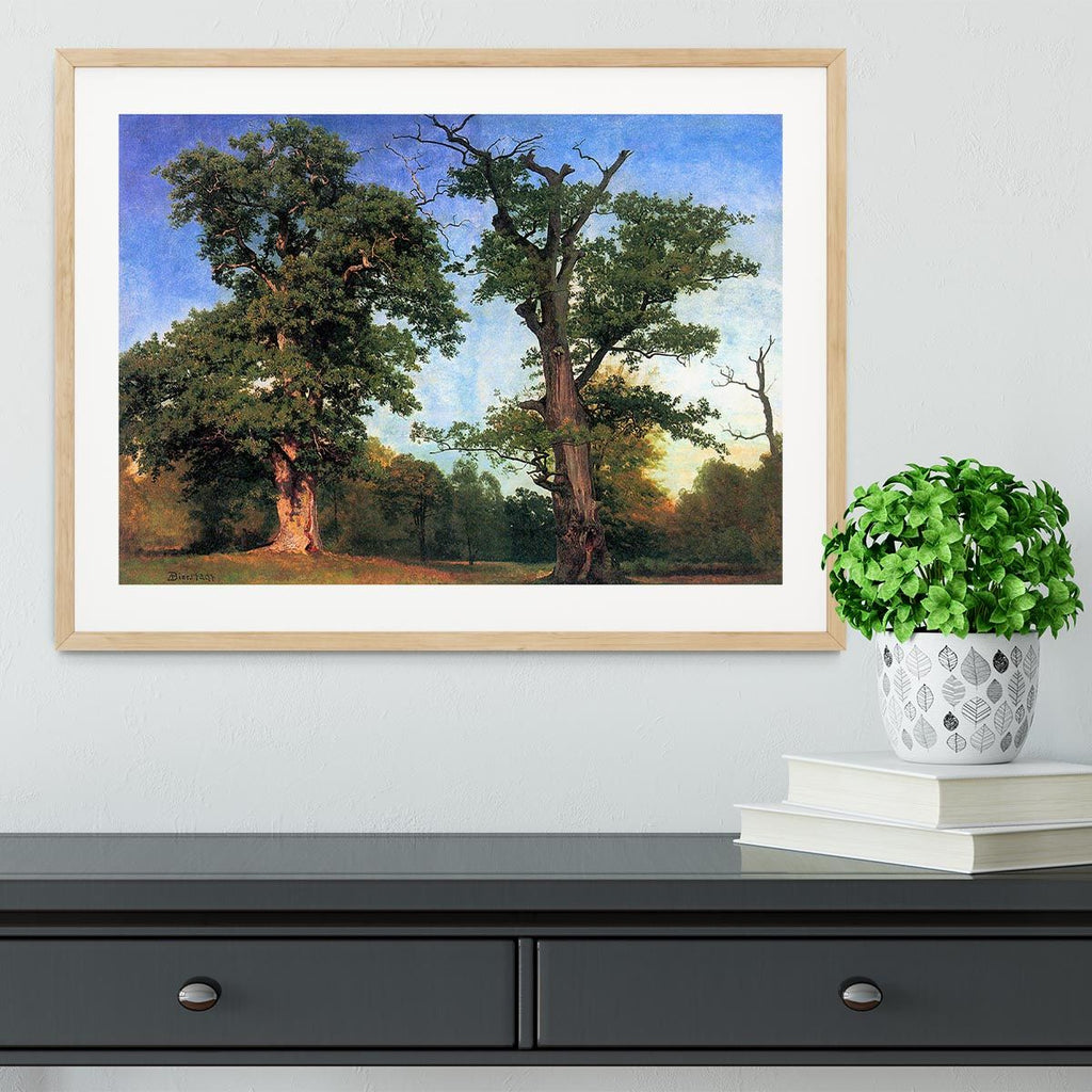 The pioneers of forests by Bierstadt Framed Print