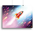 Rocket Ship Flying in Space Wall Art