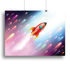 Rocket Ship Flying in Space Wall Art