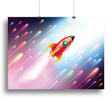 Rocket Ship Flying in Space Wall Art