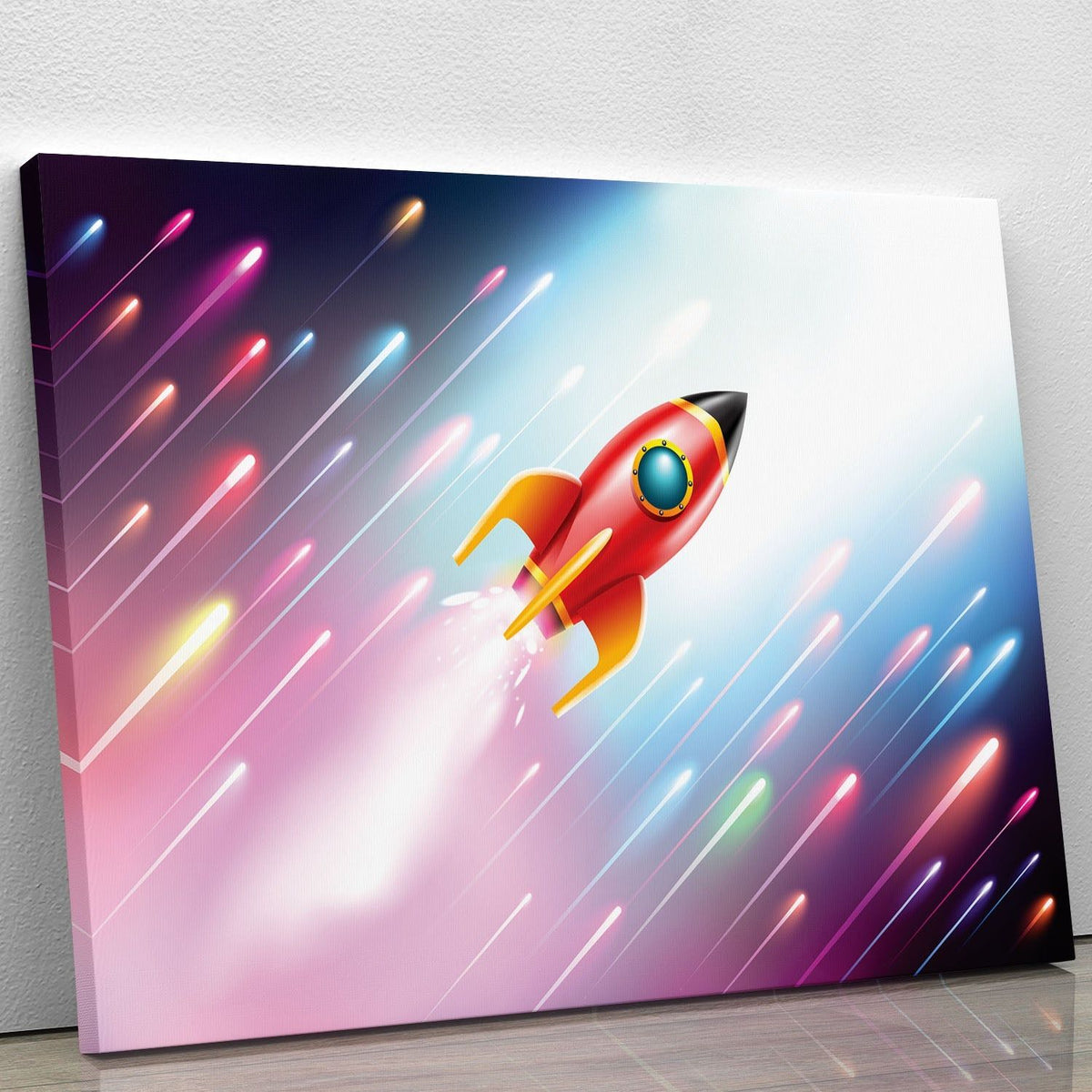 Rocket Ship Flying in Space Wall Art