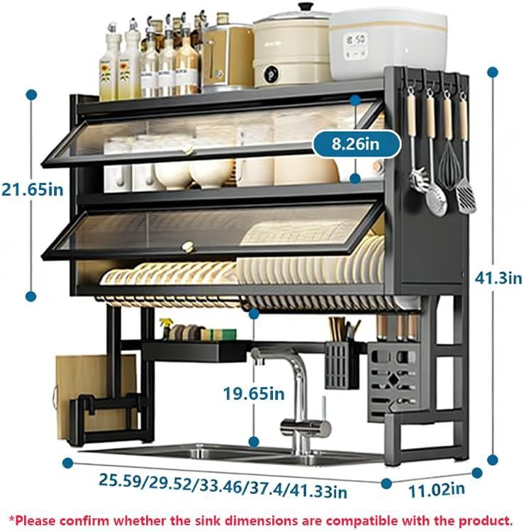 Over Sink Dish Drying Rack with Piano Lacquer