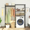 Double-Layer Adjustable Clothes Rack with Shelves and Hooks