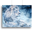 Premium White Lion Canvas Print for Home Decor - 24" x 16" / 60cm x 40cm (approx) / Poster Print