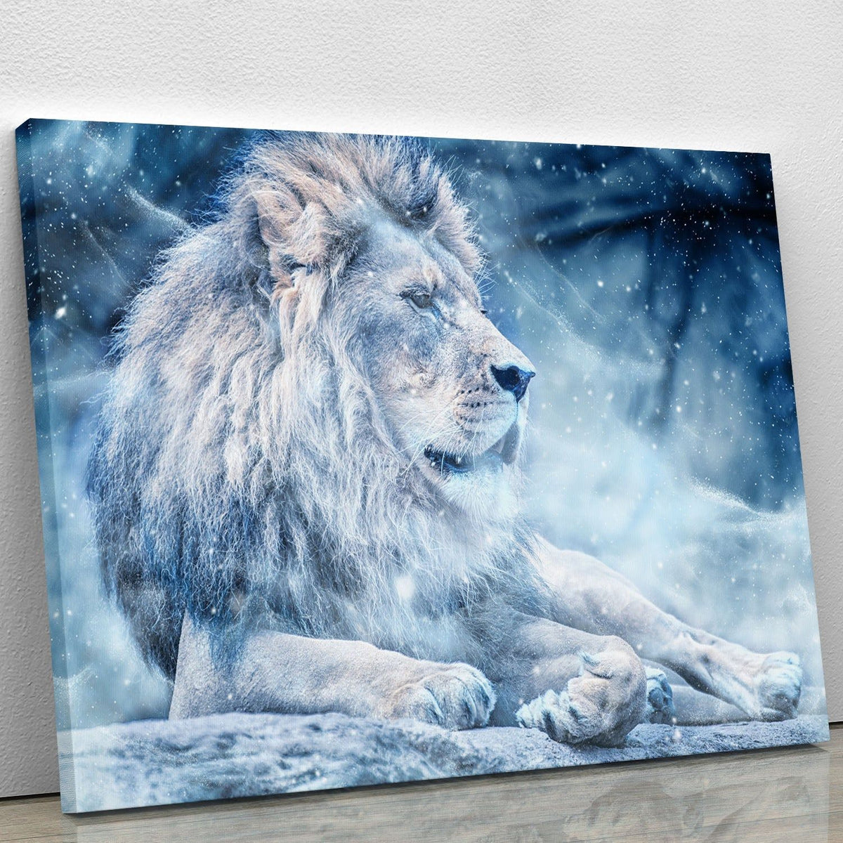 Premium White Lion Canvas Print for Home Decor