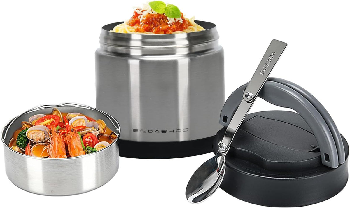 Vacuum-Insulated Wide-Mouth Food Jar with Spoon