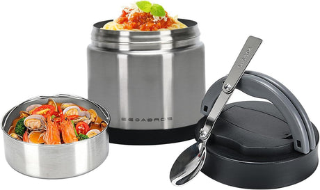 Vacuum-Insulated Wide-Mouth Food Jar with Spoon