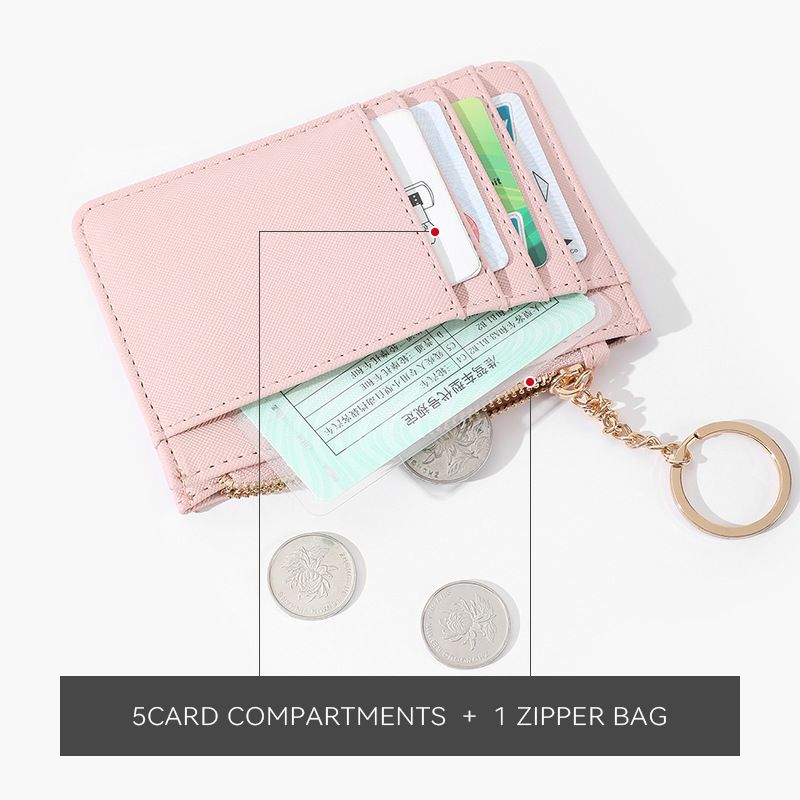 Slim Wristlet Card Wallet with Zipper Pocket