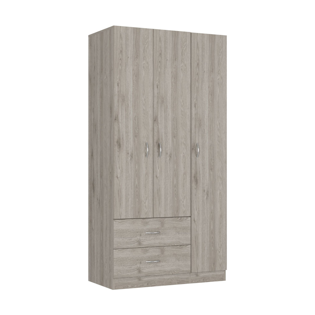 Clark Light Gray Three-Door Bedroom Armoire