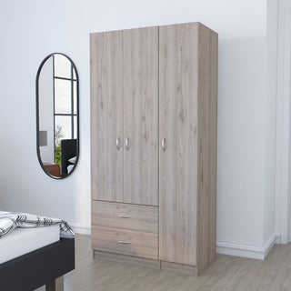 Clark Light Gray Three-Door Bedroom Armoire