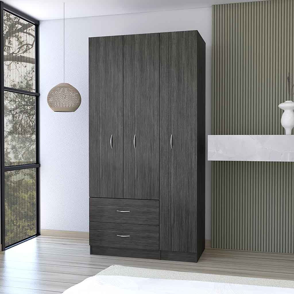 Clark Three-Door Bedroom Armoire with Drawers