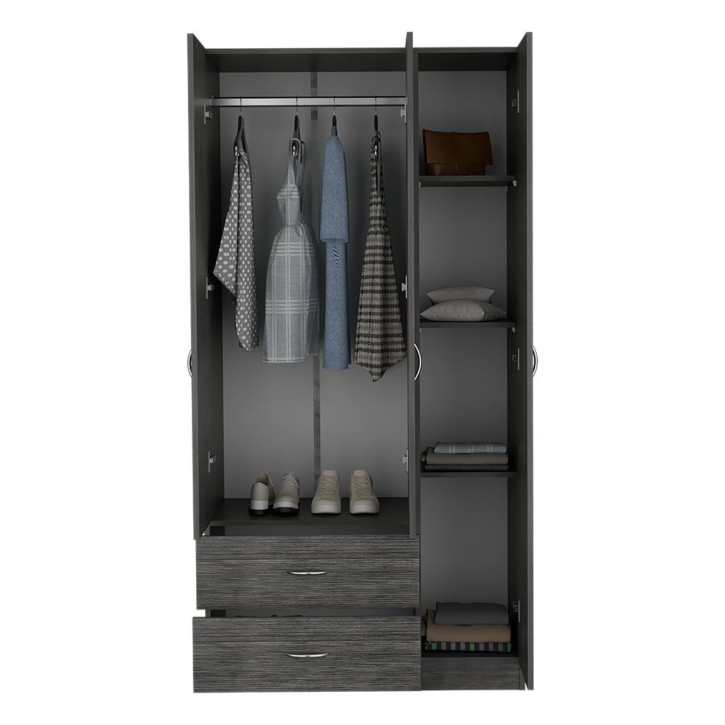 Clark Three-Door Bedroom Armoire with Drawers