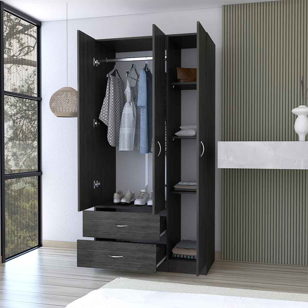 Clark Three-Door Bedroom Armoire with Drawers