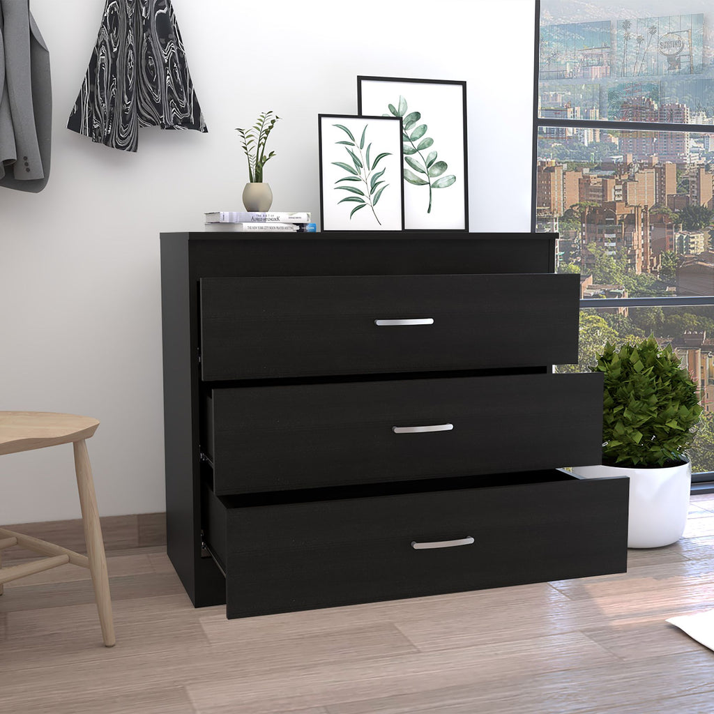 Lial Three-Drawer Dresser in Black Wengue