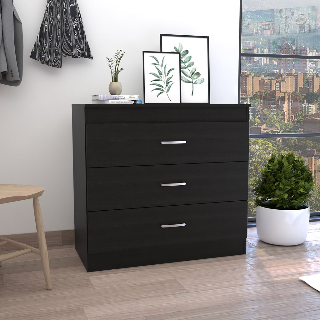 Lial Three-Drawer Dresser in Black Wengue