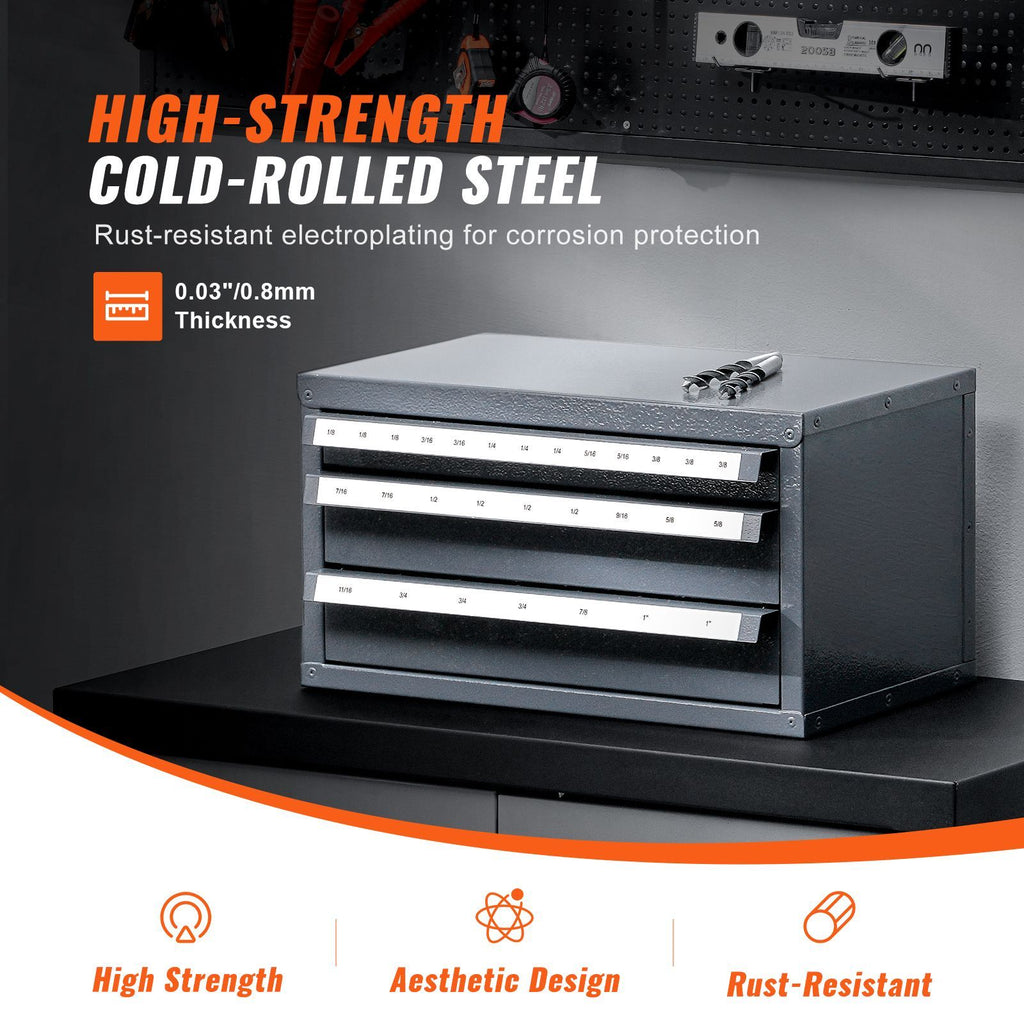 29-Compartment End Mill Organizer Cabinet with Labeled Drawers
