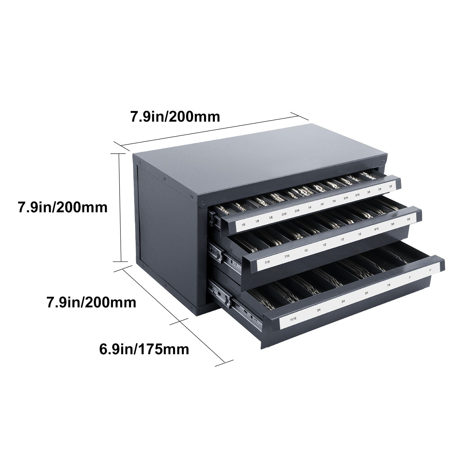 29-Compartment End Mill Organizer Cabinet with Labeled Drawers
