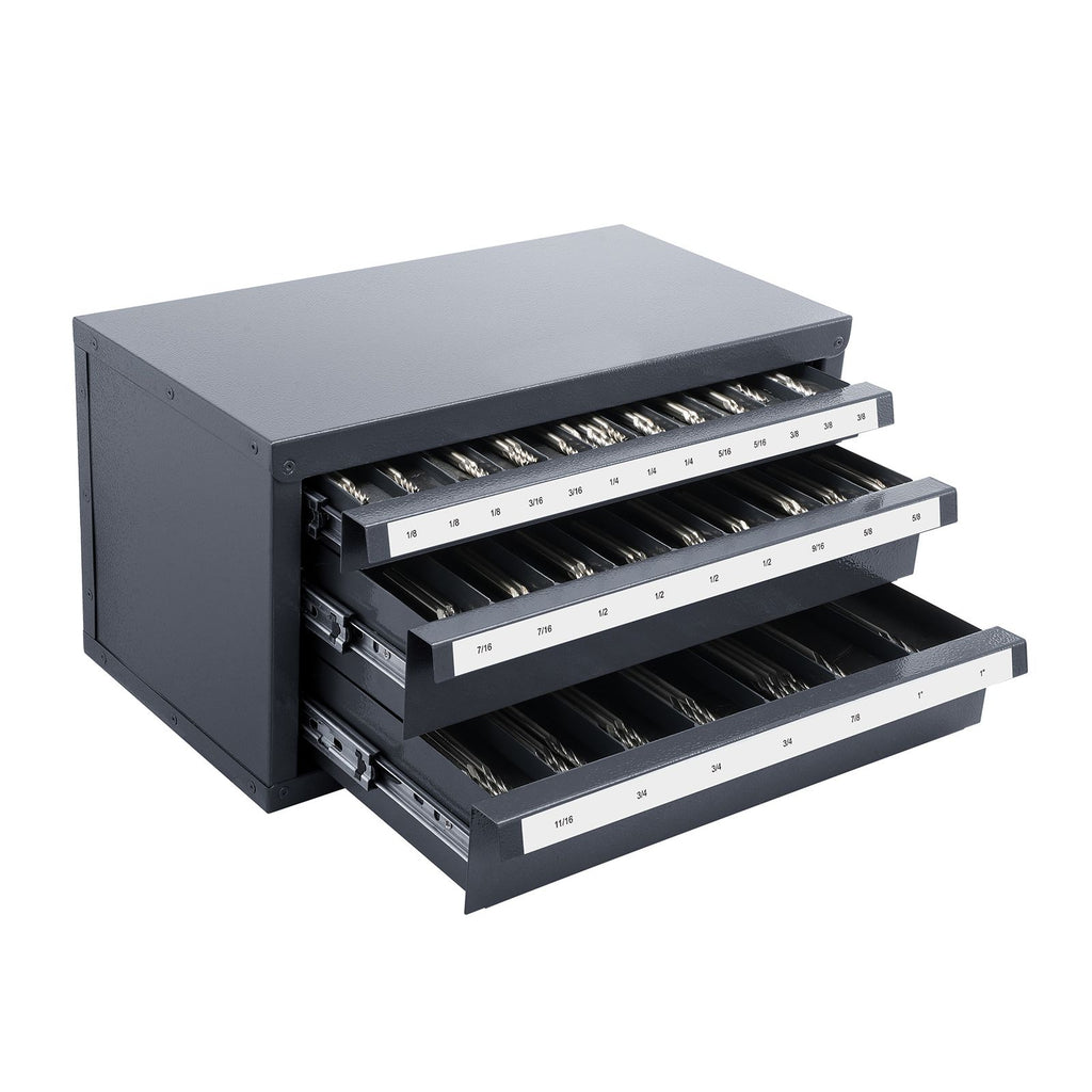 29-Compartment End Mill Organizer Cabinet with Labeled Drawers