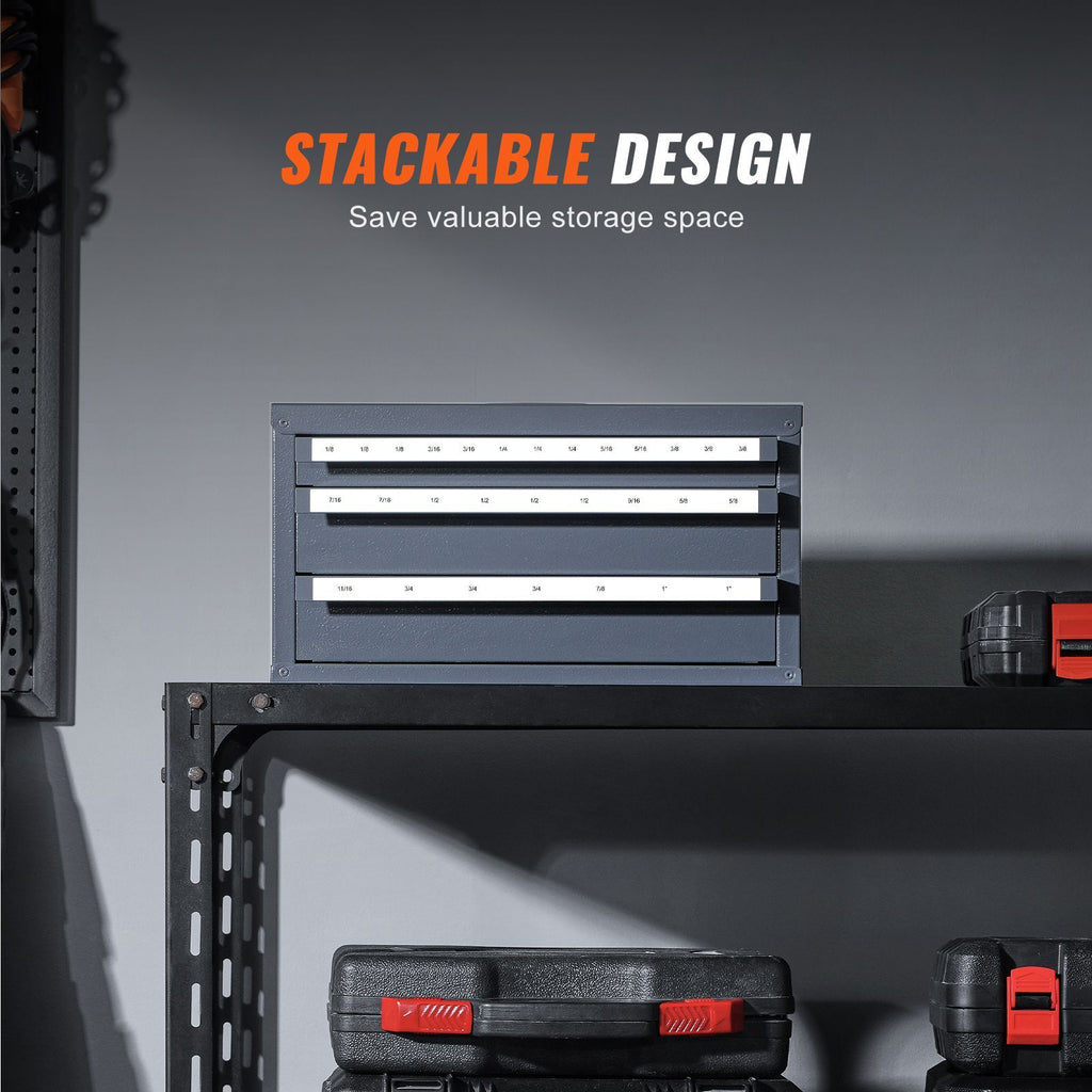 29-Compartment End Mill Organizer Cabinet with Labeled Drawers