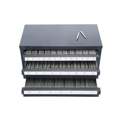 29-Compartment End Mill Organizer Cabinet with Labeled Drawers