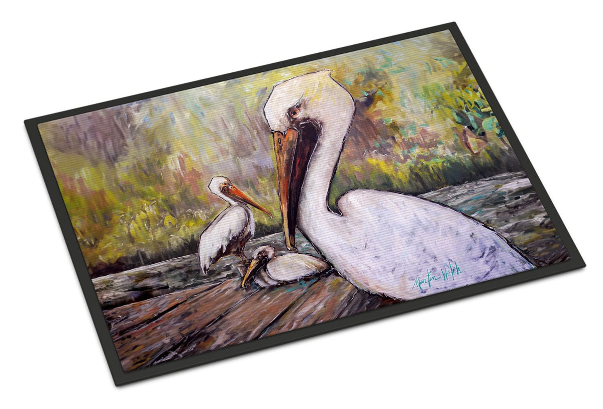 Three Pelicans on a Pier Coastal Doormat