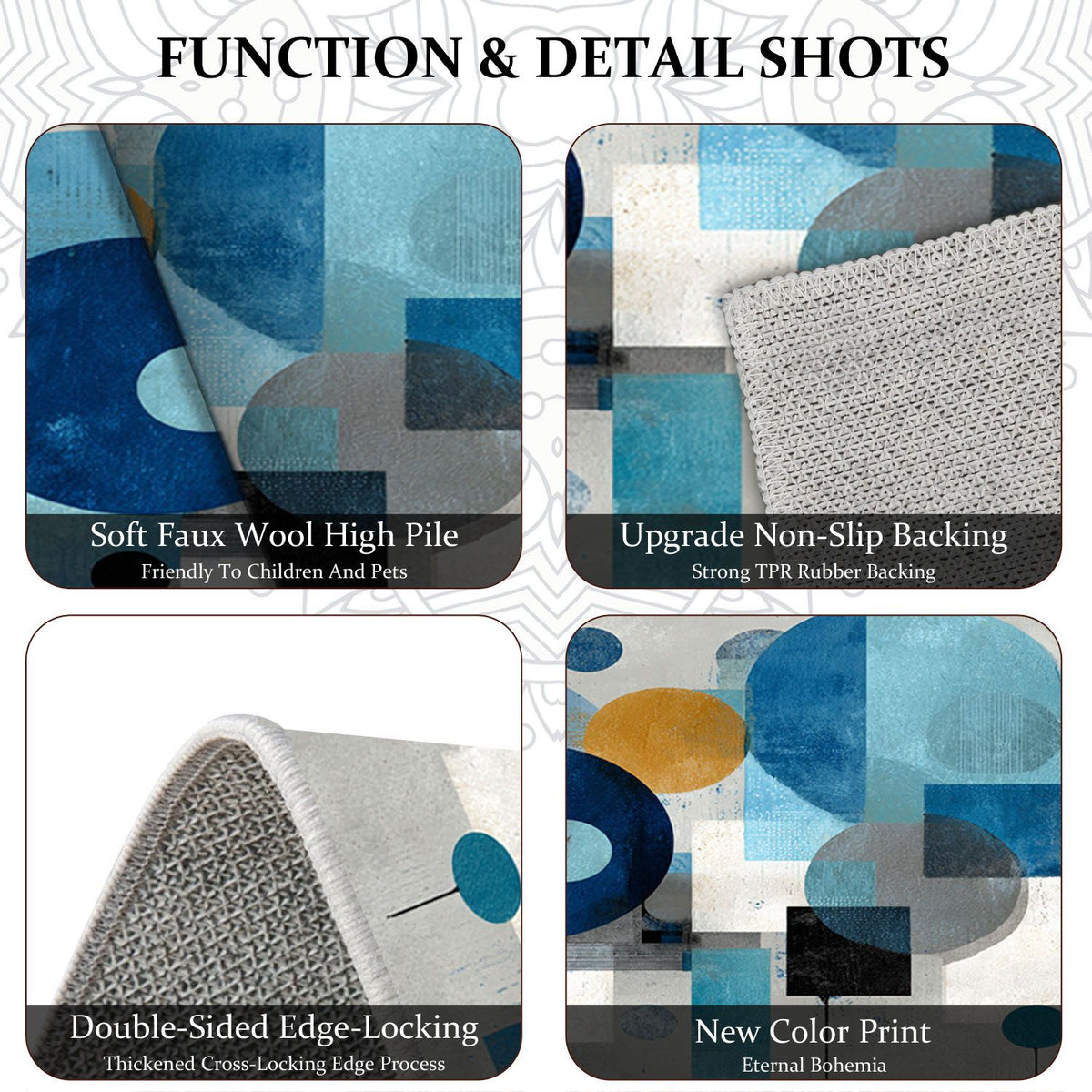 Three-Piece Abstract Kitchen and Hallway Rug Set