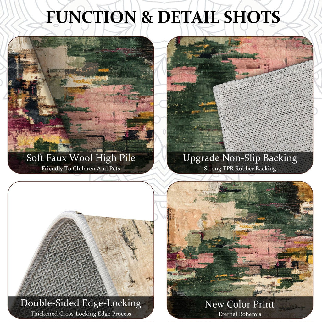 Three-Piece Farmhouse Kitchen Rug Set – Non-Slip and Washable Abstract Pattern