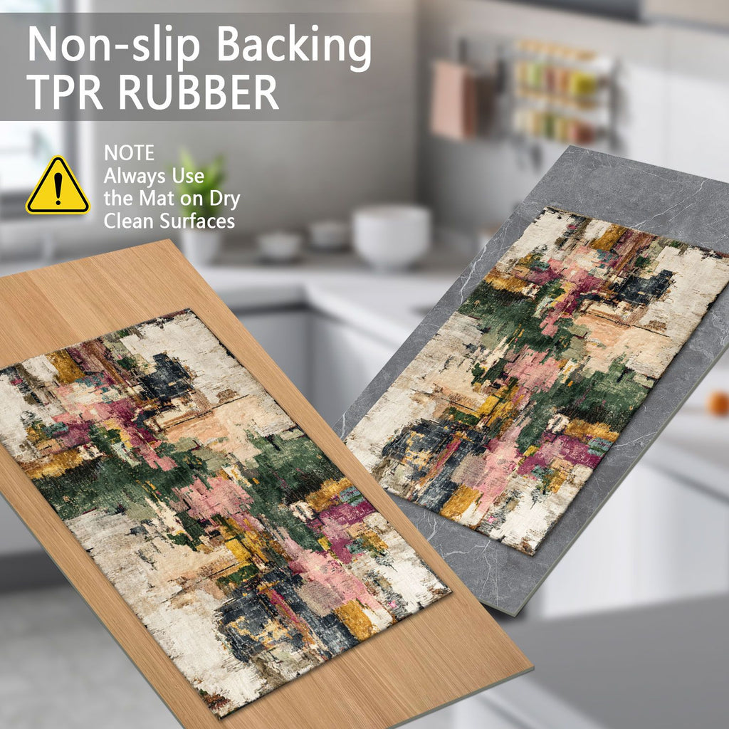 Three-Piece Farmhouse Kitchen Rug Set – Non-Slip and Washable Abstract Pattern