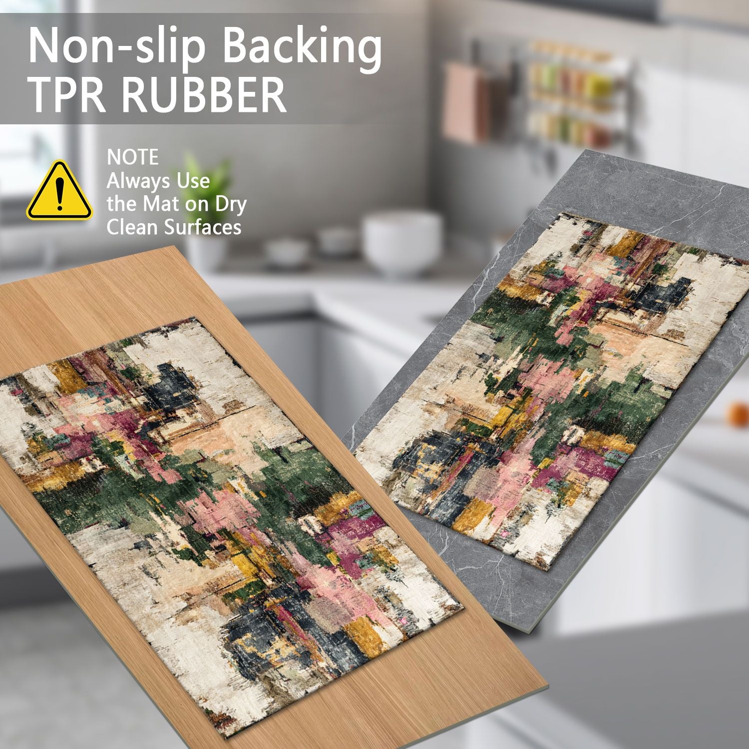 Three-Piece Farmhouse Kitchen Rug Set – Non-Slip and Washable Abstract Pattern