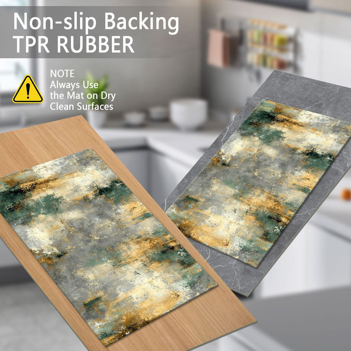 Three-Piece Abstract Kitchen and Hallway Mat Set