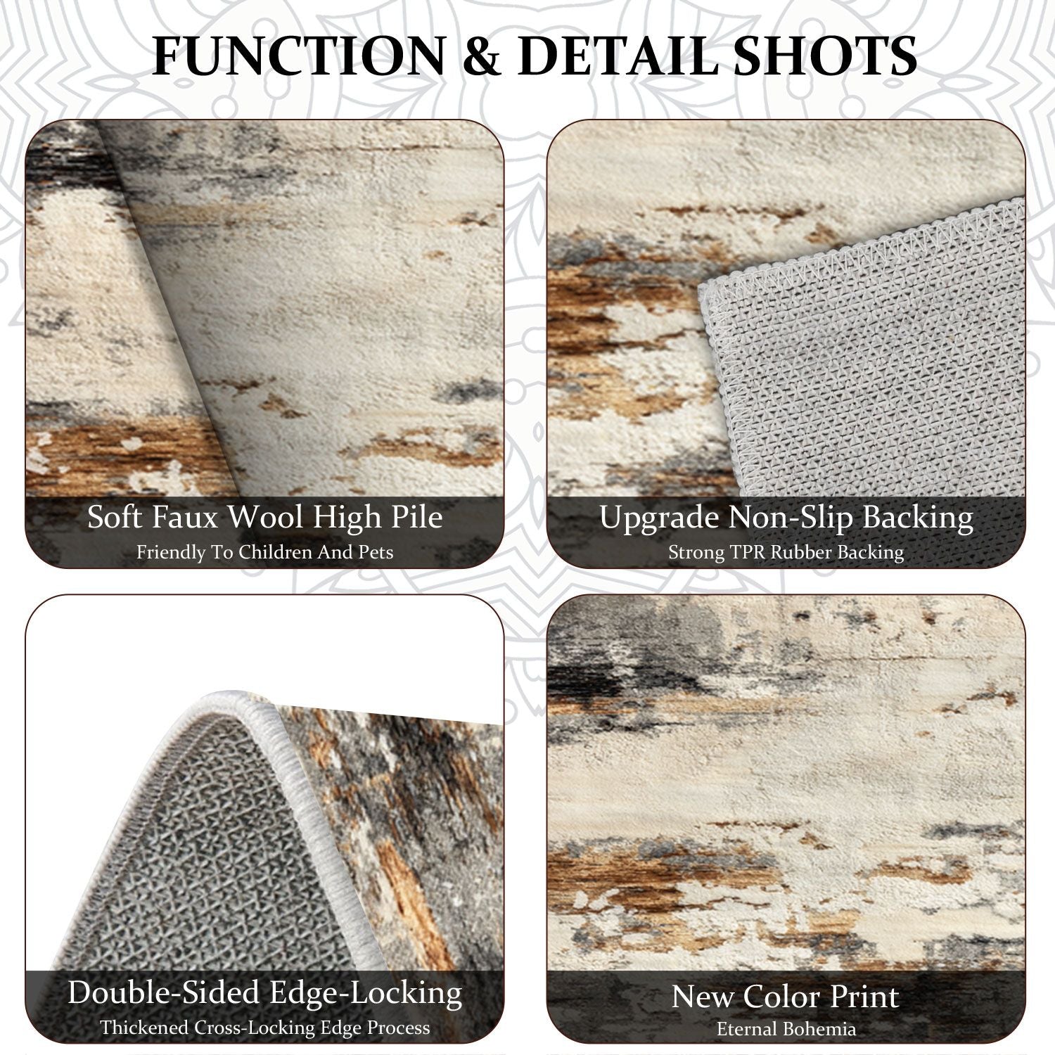 Three-Piece Kitchen Rug Set – Soft, Machine Washable, with Grip Backing