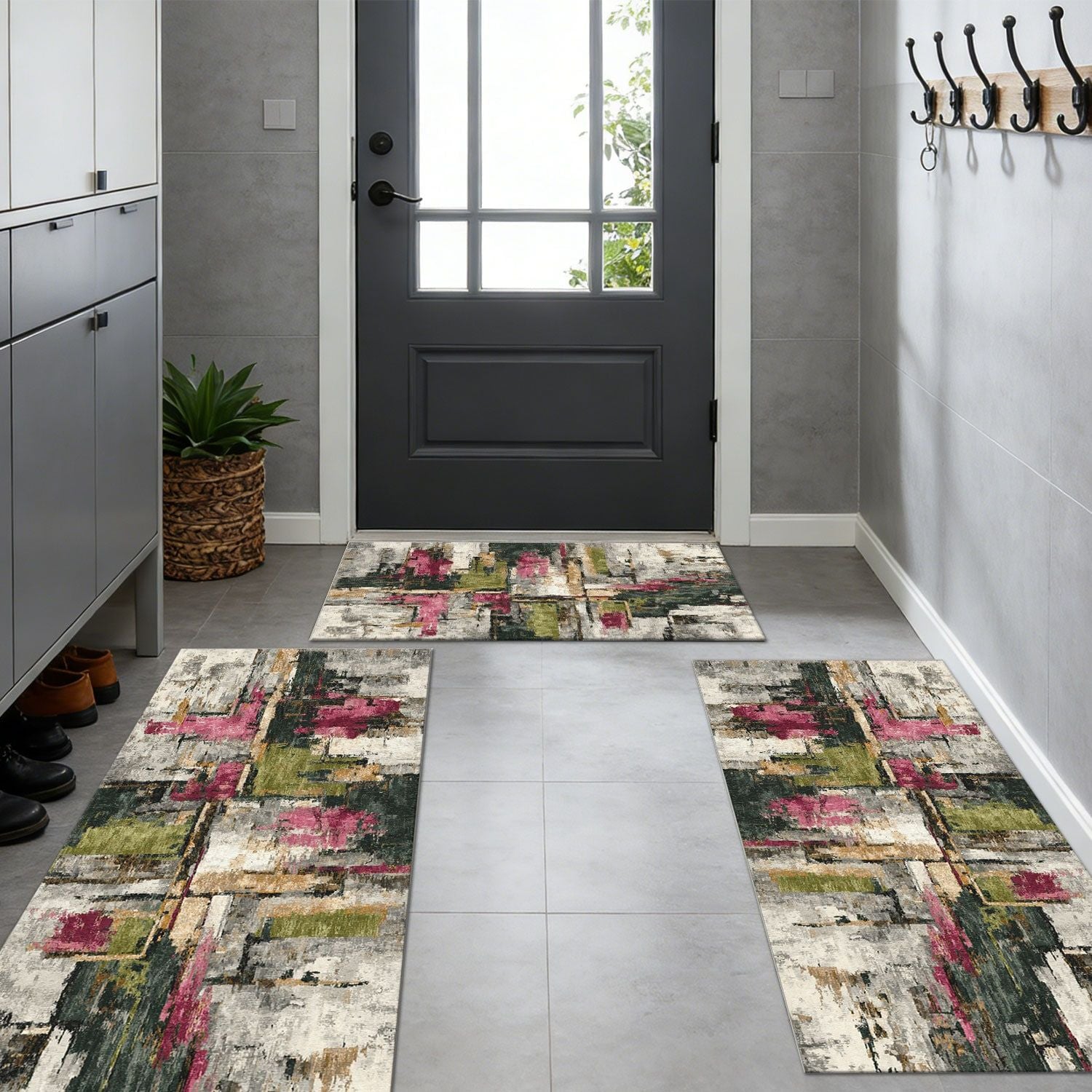 Three-Piece Kitchen Rug Set with Soft Surface