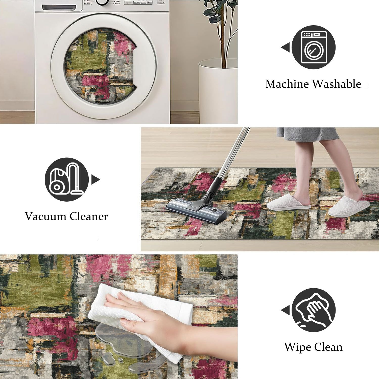 Three-Piece Kitchen Rug Set with Soft Surface