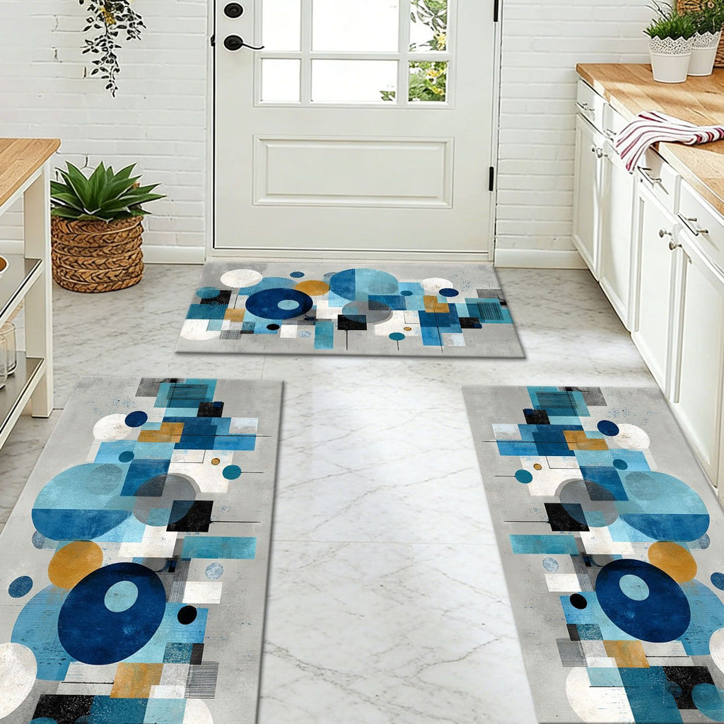 Three-Piece Abstract Kitchen and Hallway Rug Set
