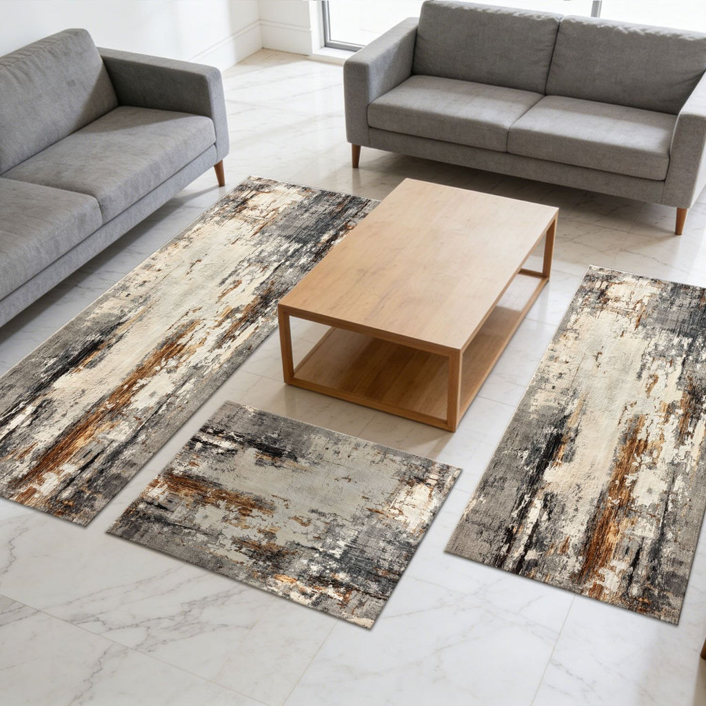 Three-Piece Kitchen Rug Set – Soft, Machine Washable, with Grip Backing