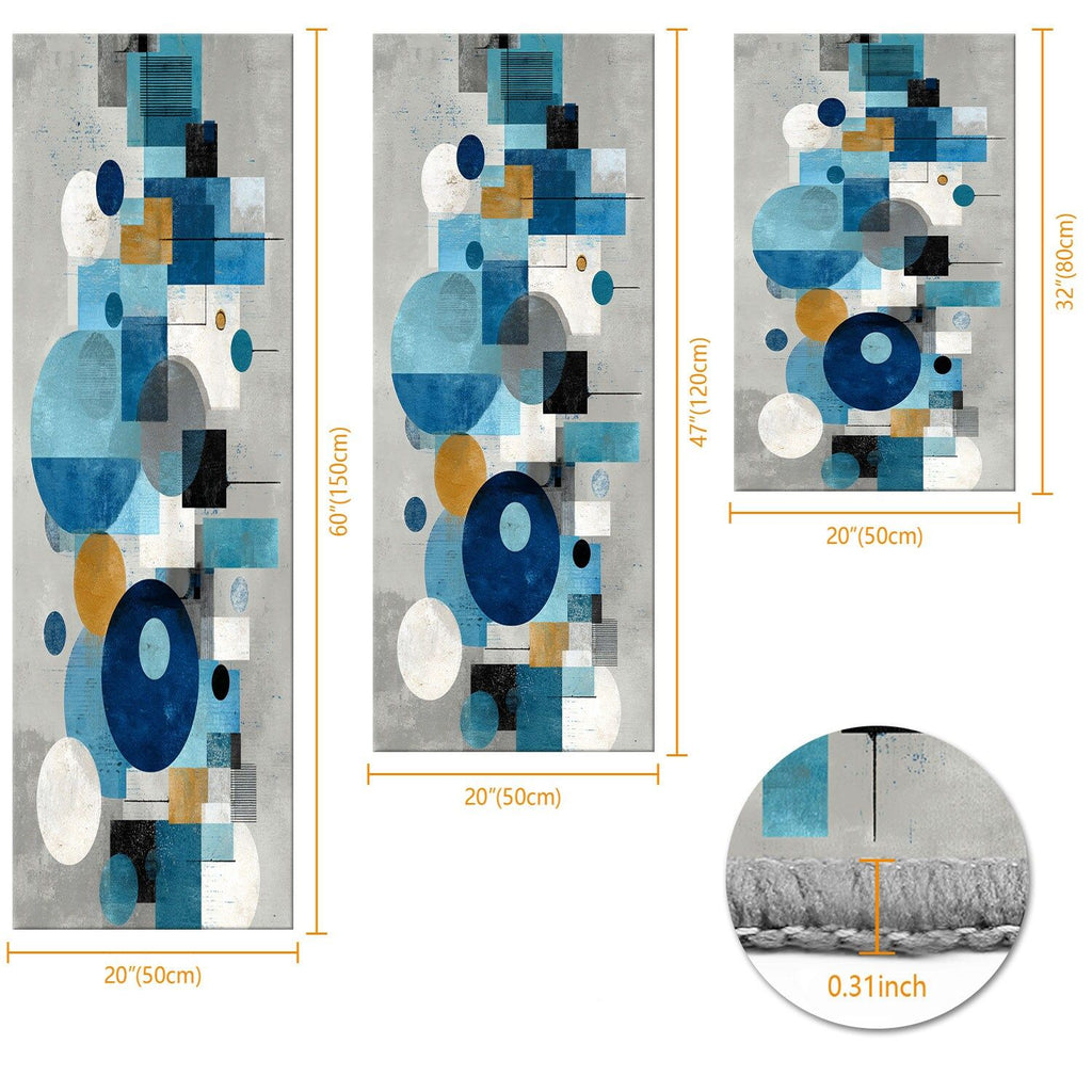 Three-Piece Abstract Kitchen and Hallway Rug Set