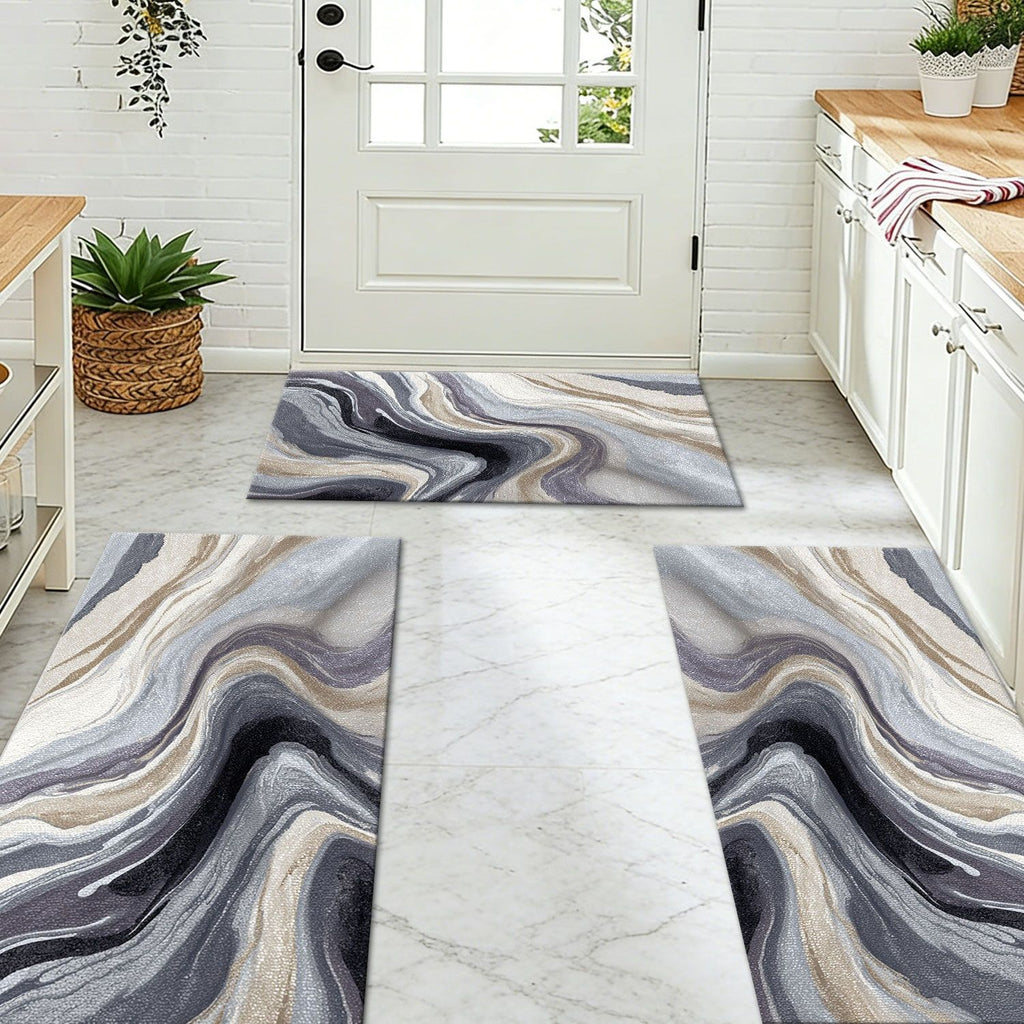 Three-Piece Kitchen Rug Set for Comfort and Easy Care