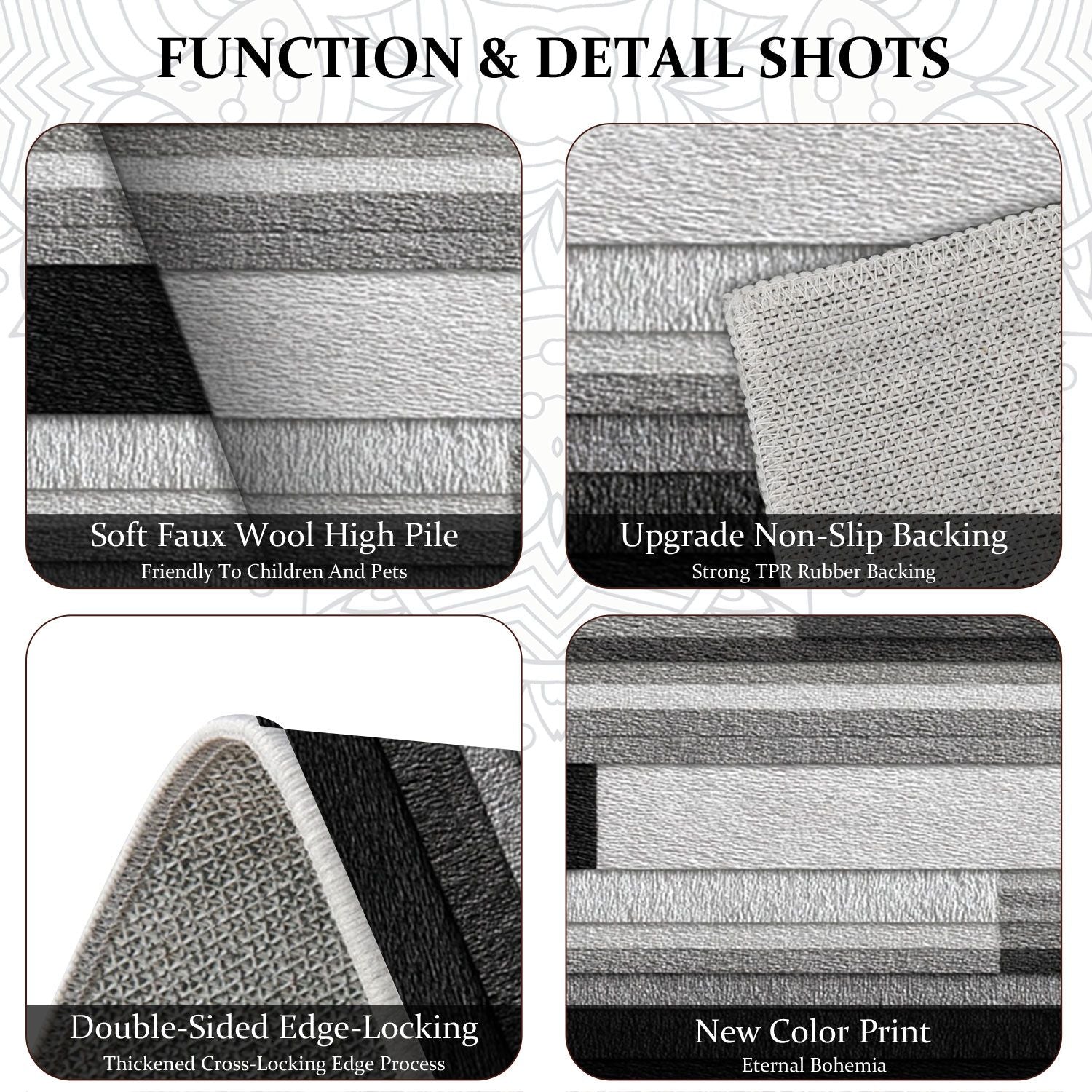 Non-Slip Washable 3-Piece Kitchen Rug Set Farmhouse Style