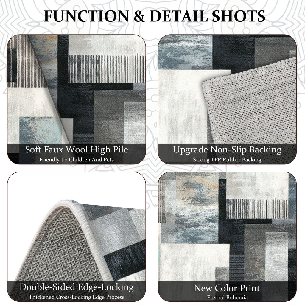 Abstract Washable Kitchen and Hallway Rug Set