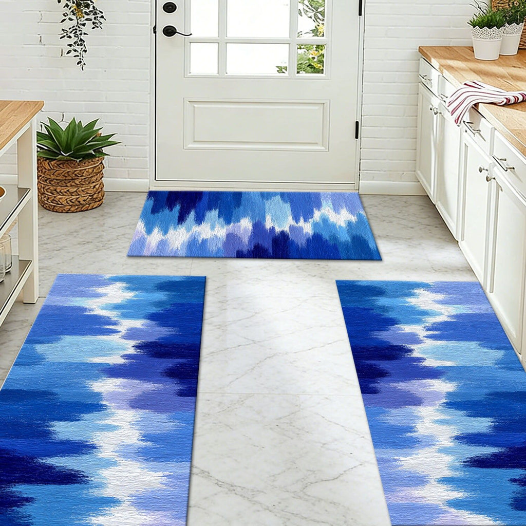 Abstract Three-Piece Kitchen Rug Set