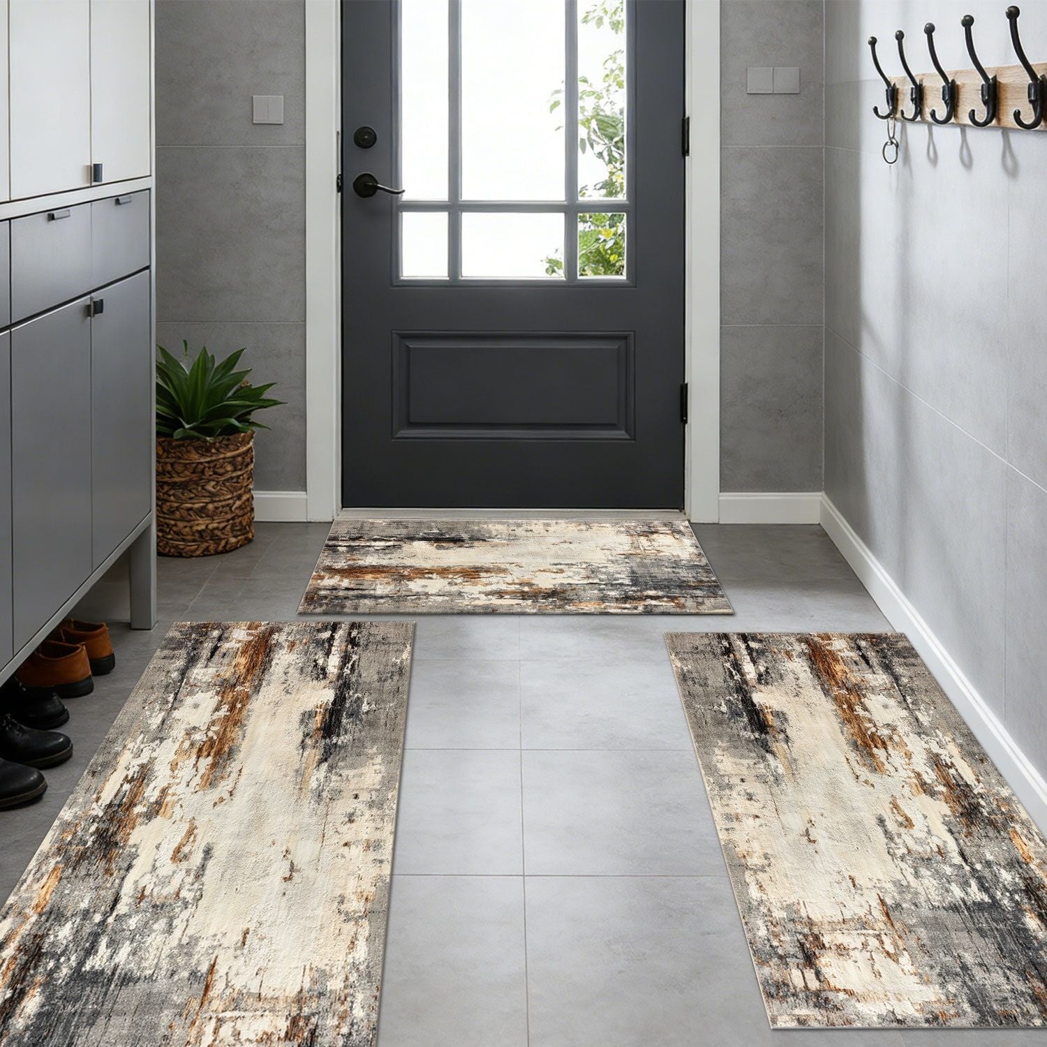 Three-Piece Kitchen Rug Set – Soft, Machine Washable, with Grip Backing