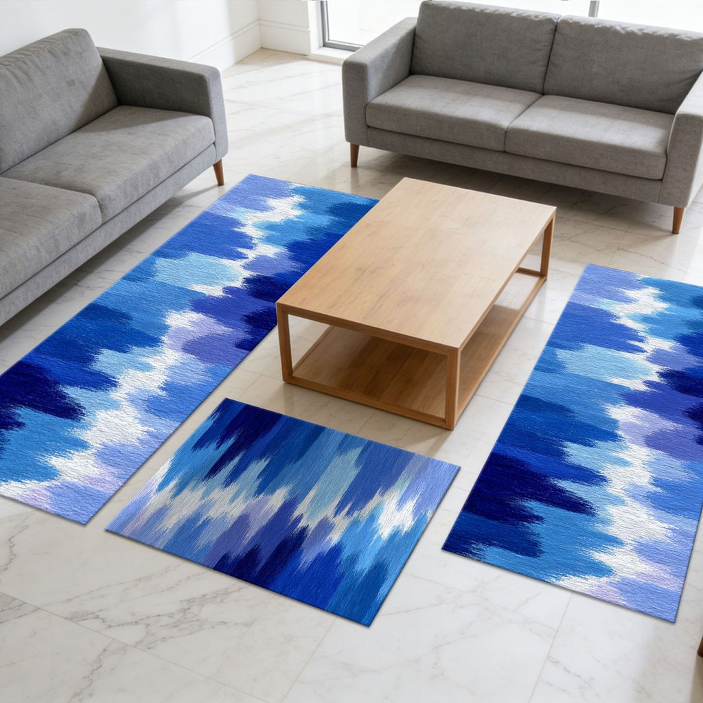 Abstract Three-Piece Kitchen Rug Set