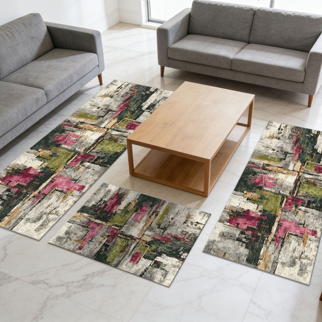 Three-Piece Kitchen Rug Set with Soft Surface