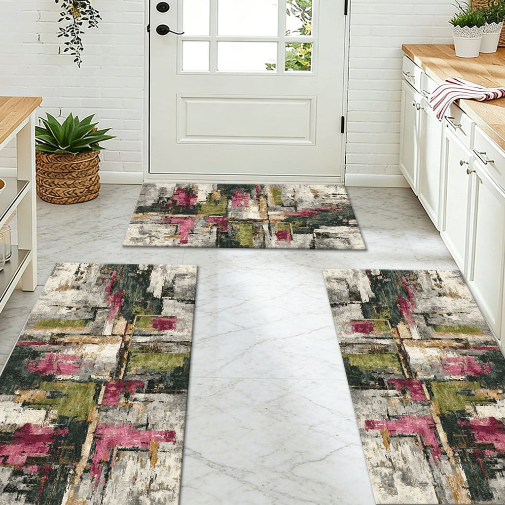 Three-Piece Kitchen Rug Set with Soft Surface