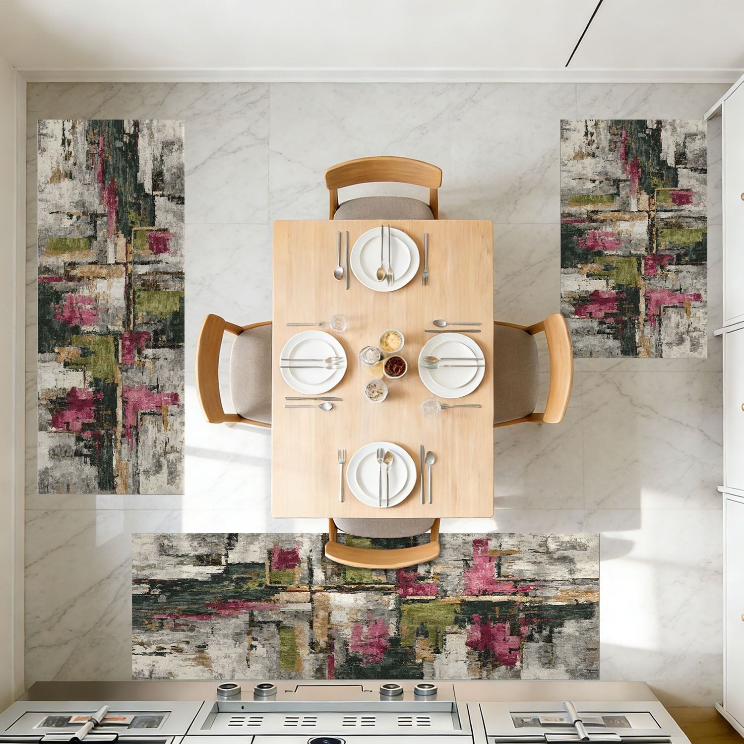 Three-Piece Kitchen Rug Set with Soft Surface